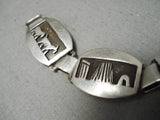Marvelous Vintage Native American Navajo Hand Tooled Rare Sterling Silver Link Bracelet-Nativo Arts