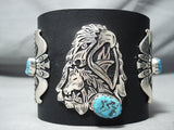 rich singer Native American Navajo Sleeping Beauty Turquoise Sterling Silver Bowguard-Nativo Arts