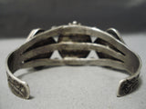 One Of Best Early 1900's Vintage Native American Navajo Ingot Silver Petrified Wood Bracelet-Nativo Arts
