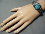 Larry Begay Vintage Native American Navajo Morenci Turquoise Sterling Silver Bracelet Old-Nativo Arts