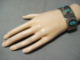 Rare Gifted Vintage Native American Navajo Story Turquoise Sterling Silver Bracelet Old-Nativo Arts