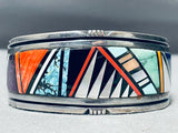 One Of The Most Unique Vintage Native American Navajo Inlay Turquoise Sterling Silver Bracelet-Nativo Arts