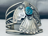 Incredible Native American Navajo Turquoise Sterling Silver Thunderbird Enormous Bracelet-Nativo Arts