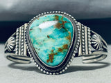 Breathtaking Vintage Native American Navajo Signed Royston Turquoise Sterling Silver Bracelet-Nativo Arts