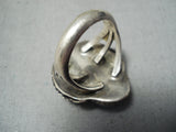 Incredible Vintage Native American Navajo Leaf Sleeping Beauty Turquoise Sterling Silver Ring-Nativo Arts