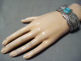 Fantastic Native American Navajo Sleeping Beauty Turquoise Sterling Silver Bracelet-Nativo Arts