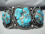 Museum Classic Vintage Native American Navajo Morenci Turquoise Sterling Silver Bracelet-Nativo Arts