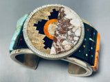 One Of The Craziest Ever Native American Navajo Turquoise Inlay Stserling Silver Bracelet-Nativo Arts