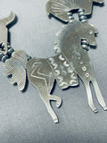 Animal Fetish Vintage Native American Navajo Sterling Silver Squash Blossom Necklace-Nativo Arts