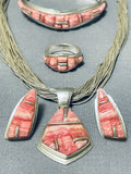Best Vintage Native American Navajo Pink Coral Sterling Silver Bracelet Necklace Set-Nativo Arts