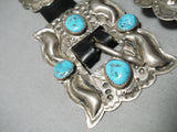 Amazing Vintage Navajo Old Kingman Turquoise Sterling Silver Concho Belt Native American-Nativo Arts