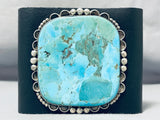 Incredible Vintage Native American Navajo Huge Turquoise Square Sterling Silver Bowguard-Nativo Arts