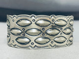 Sensational Native American Navajo Signed Sterling Silver Repousse Large Bracelet-Nativo Arts
