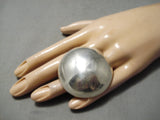 One Of The Biggest Native American Navajo Sterling Silver Button Ring-Nativo Arts