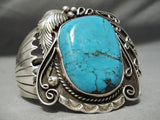 Huge Vintage Native American Navajo Blue Diamond Turquoise Sterling Silver Bracelet Old-Nativo Arts