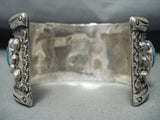 Thicker Vintage Native American Navajo Turquoise Sterling Silver Heavy Bracelet-Nativo Arts