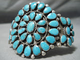 Spectacular Vintage Native American Navajo Turquoise Sterling Silver Bracelet Old-Nativo Arts