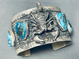 Symbolic 124 Gram Native American Navajo Turquoise Sterling Silver Scorpion Bracelet-Nativo Arts