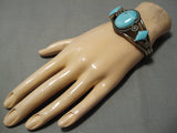 Exceptional Vintage Native American Navajo Sky Blue Turquoise Sterling Silver Bracelet-Nativo Arts