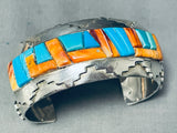 Pueblo Inlay Native American Navajo Turquoise Spiny Oyster Sterling Silver Geomtric Bracelet-Nativo Arts