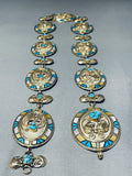 One Of Best Ever Vintage Native American Navajo Turquoise Inlay Sterling Silver Gold Concho Belt-Nativo Arts