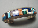 Thick And Heavy Vintage Native American Navajo Turquoise Sugulite Lapis Sterling Silver Bracelet-Nativo Arts
