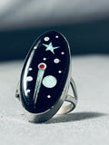 Midnight Space Inlay Native American Navajo Opal Sterling Silver Ring-Nativo Arts