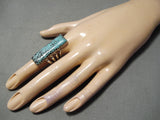 Native American One Of The Tallest Spiderweb Turquoise Sterling Silver Ring-Nativo Arts