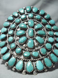 One Of The Best Vintage Native American Navajo Turquoise Cluster Sterling Silver Bracelet Old-Nativo Arts
