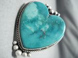 Huge Heart All Love Vintage Native American Navajo Turquoise Sterling Silver Heavy Ring-Nativo Arts