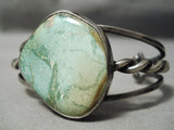 Superior Vintage Native American Navajo Royston Turquoise Sterling Silver Coiled Bracelet Old-Nativo Arts