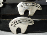 Detailed!! Vintage Native American Navajo Hand Wrought Sterling Silver Bear Concho Belt Old-Nativo Arts