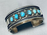 Astounding Vintage Native American Navajo Kingman Turquoise Sterling Silver Bracelet-Nativo Arts