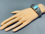 One Of The Most Unique Leaf Vintage Native American Navajo Turquoise Sterling Silver Bracelet-Nativo Arts