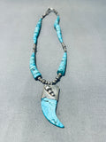 Exotic Turquoise Vintage Native American Navajo Sterling Silver Necklace Old-Nativo Arts