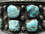 Huge And Heavy!! Vintage Native American Navajo Spiderweb Turquoise Sterling Silver Bracelet Old-Nativo Arts