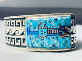 Nez And Mason Vintage Native American Navajo Turquoise Inlay Sterling Silver Bracelet Wow-Nativo Arts