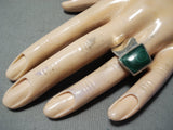 Magnificent Vintage Hopi Malachite Sterling Silver Ring Native American Old-Nativo Arts