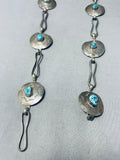 Fantastic Vintage Native American Navajo Kingman Turquoise Sterling Silver Concho Belt-Nativo Arts