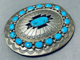 Dazzling Vintage Native American Navajo Sleeping Beauty Turquoise Sterling Silver Buckle-Nativo Arts