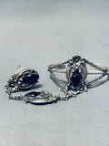 Marvelous Vintage Native American Navajo Black Onyx Sterling Silver Slave Bracelet-Nativo Arts