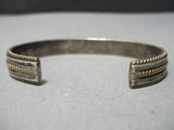 Impressive Vintage Native American Navajo Sterling Silver & 12k Gold Fill Bracelet Old-Nativo Arts