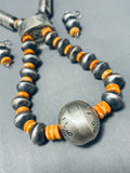 Important Long Native American Navajo Sterling Silver Tubule Shell Necklace-Nativo Arts