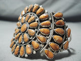 Exceptional Native American Navajo Apple Coral Cluster Sterling Silver Bracelet-Nativo Arts