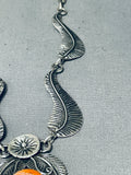 One Of The Best Vintage Native American Navajo Spiny Oyster Sterling Silver Leaf Necklace-Nativo Arts