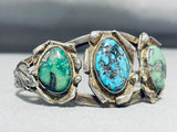 Important Vintage Native American Navajo Turquoise Sterling Silver Bracelet-Nativo Arts