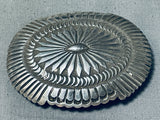 Henry Morgan Extreme Detail Vintage Native American Navajo Sterling Silver Buckle-Nativo Arts