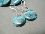 Native American Very Rare Disced Turquoise Santo Domingo Sterling Silver Necklace-Nativo Arts
