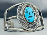 Unique Vintage Native American Zuni Signed Sleeping Beauty Turquoise Sterling Silver Bracelet-Nativo Arts