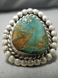 Striking Vintage Native American Navajo Royston Turquoise Sterling Silver Ring Old-Nativo Arts